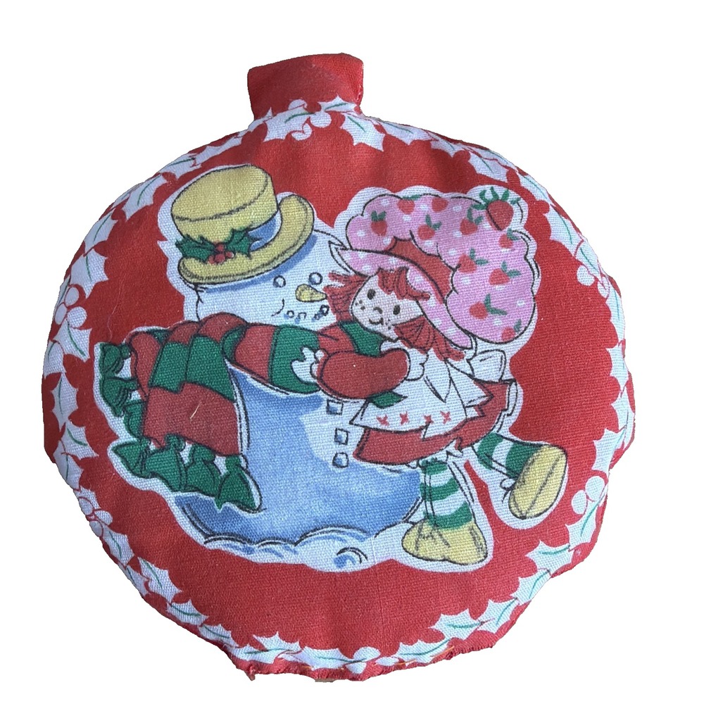 VTG 1980s Strawberry Shortcake Figure 4" Homemade Fabric Christmas Tree Ornament